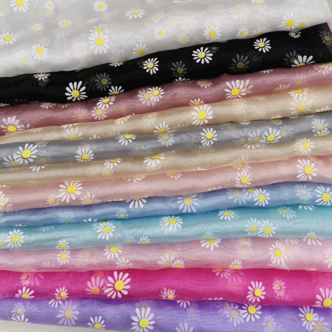 网红小雏菊欧根纱小雏菊印花儿童帽配饰发饰头箍饰品布料