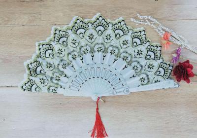 Wei-sheng craft fan white rod stamping printing folding plastic fan, dance equipment, travel scholar gifts