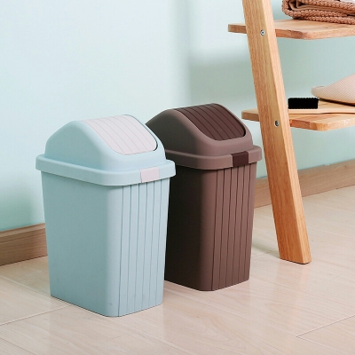 S41-9061 Household Plastic Products Nordic Storage Bucket Creative Kitchen Trash Can Flip Plastic Waste Paper Basket