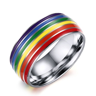 Titanium steel ring rainbow gay ring bracelet
