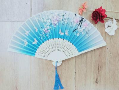 Bamboo smile fan silk fan plastic dance fan elegant gift fan high-end ladies folding fan foreign trade fan