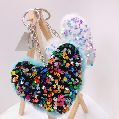 Three - dimensional sequin plush love express bag pendant Korean girls student key chain 10 cm