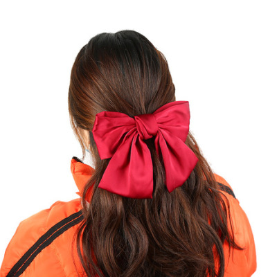 Fresh jun han version of the big red bowknot hairpin spring clip girls students headdress day top clip a substitute hair