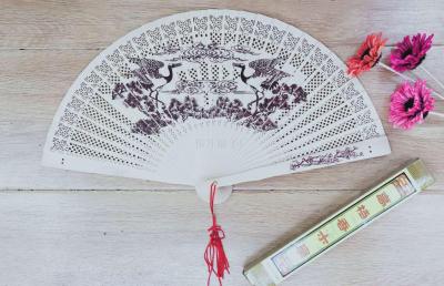 Tianhe fragrant wood fan dance fan elegant gift fan high - end ladies folding fan foreign trade fan