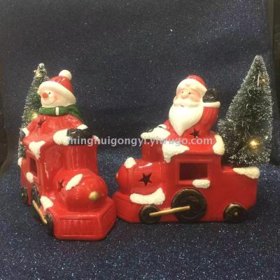 For a number of Christmas gifts Christmas tree Santa gifts ceramic LED Santa toy car