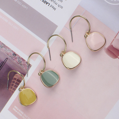 Exaggerated Autumn and Winter Cold Style Simple Geometric Square Earrings for Women Korean Simple All-Match Earrings Factory Direct Sales Wholesale