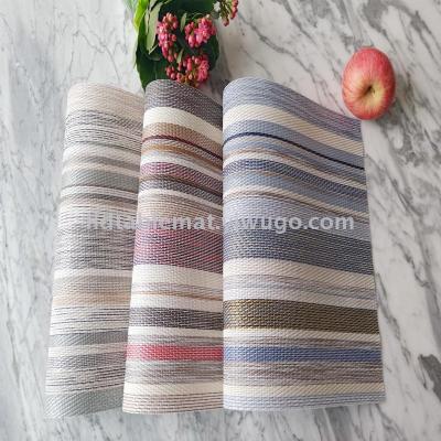 PVC colorful stripe jacquard textilene table mat waterproof placemat Decorative Bowl and Plate Pad Non-slip dish mat