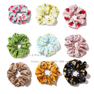 Korean version of sweet hair girls fruit hair ring large jewelry wholesale Ins wind versatile small clear rope
