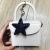 Small pentacle star monochrome/matching color drill Korean velvet/pu leather key chain pendant