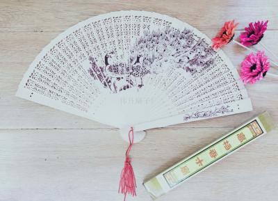 Peacock scented wood fan plastic dance fan elegant gift fan high-end ladies folding fan foreign trade fan