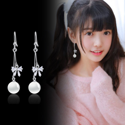 Pearl Earrings Women's Korean-Style All-Match Opal Earrings Women's Long Pendant Stud Earrings Women's Factory Direct Sales Wholesale Earrings