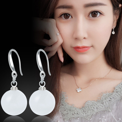 Pearl Earrings Short Korean Temperament 925 Sterling Silver Pearl Earrings Women Simple All-Match Earrings Anti-Allergy Wholesale