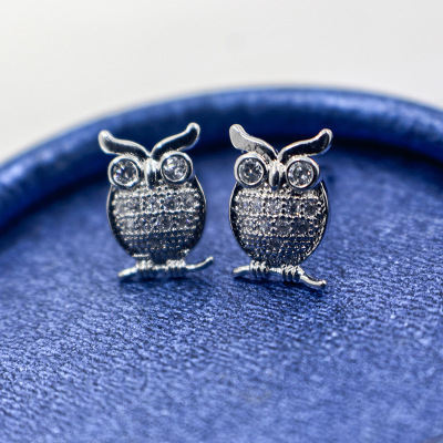Owl Simple Set Necklace Earrings Animal Set Artificial Zircon Set Factory Direct Sales Wholesale Earrings