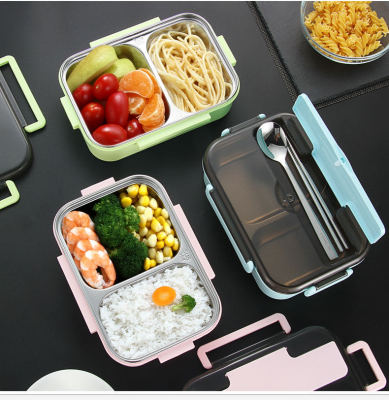 304 stainless steel compartments bento box lunch box water injection box students outdoors