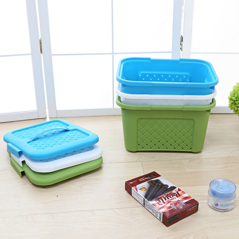 T18-3587手提带盖编织桌面收纳筐篮 沐浴品放置筐 零食饮料置物盒