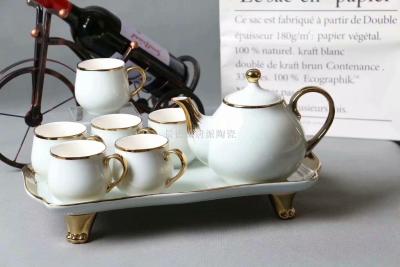 Ceramic Water Set Ceramic Coffee Set Cup Saucer Foreign Trade Cup Ceramic Pot Coffee Suit Ceramic Pot Ceramic Cup Tea Set