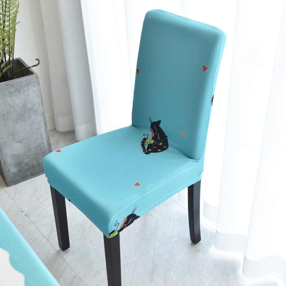 酒店餐厅印花弹力椅子套 简约连体椅垫 家用座椅背套餐椅套批发价