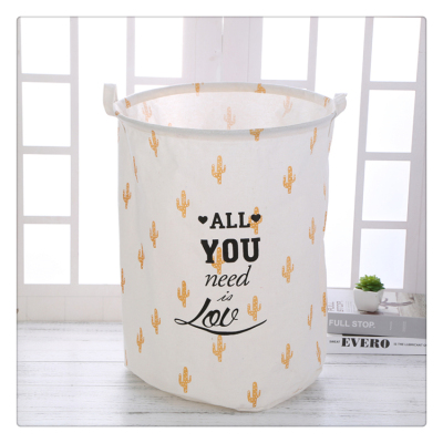 Millet and wheat cartoon storage bucket folding cotton and linen dirty clothes basket household sundry sorting storage box wholesale