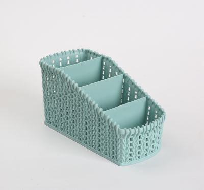 Rattan made up multi - grid desktop storage box toilet bathroom cosmetics bedside skincare cleaning miscellaneous boxes