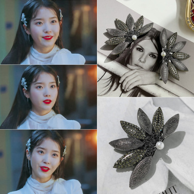 Iu deruna hotel with the same clip headdress Kim lee full moon hair pin hair accessories Korean web celebrity female hair card