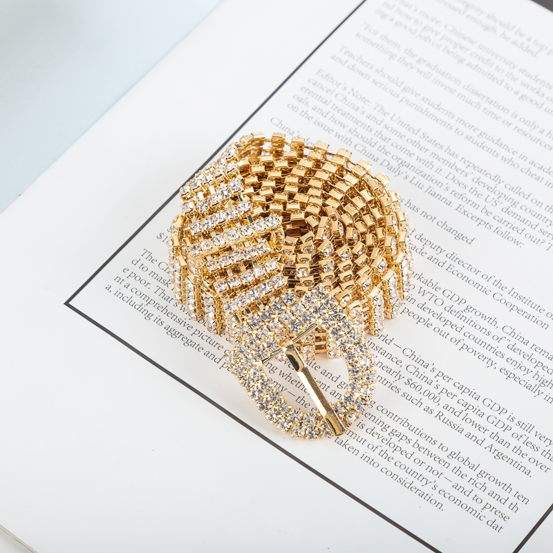 合金水钻腰带女休闲百搭满钻镶嵌女学生韩版装饰腰链