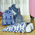 Lovely printed cotton and linen drawstring bundle pocket cloth bag blue and white decorated bag travel bag