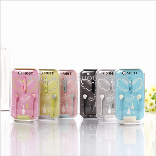 MC-88 New in-Ear for Phone Headphones-Crystal Box Packaging Colorful Candy Color Series