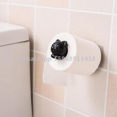 Cat Roll Paper Holder Suction Wall Toilet Tissue Storage Shelf Kitchen Bathroom Brushed Design Vertical Diversified Rack