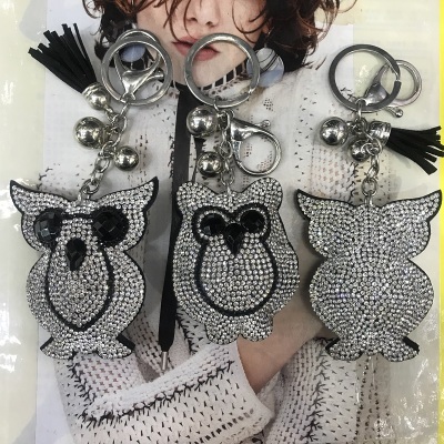 A variety of modeling owl drill Korean velvet/PU leather key chain pendant