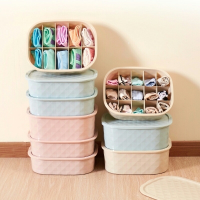 F02-810 Plastic Seperated Underwear Storage Box Bra Underwear Socks Finishing Storage Box Underwear Storage Box