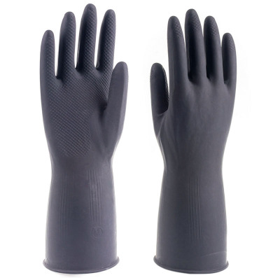 Black Industrial Labor Insurance Gloves Factory Wholesale Acid and Alkali Resistant Natural Latex Household Rubber Gloves