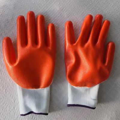 Labor Protection Ding Qing Gloves Foam Gloves Wear-Resistant Dipping Non-Slip Latex PVC Nitrile Glove Working Labor Protection Supplies