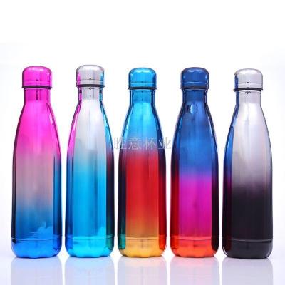 Popular coke bottles stainless steel thermos cups bowling cups men's and women's outdoor sports kettles customized LOGO 