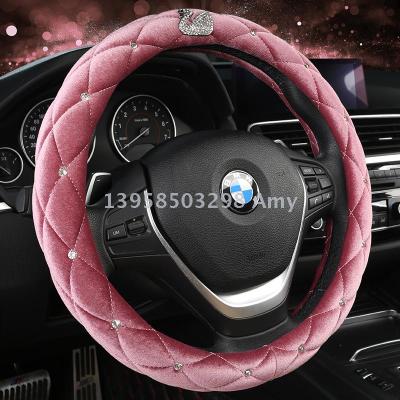 3D diamond plush steering wheel cover auto supplies wholesale