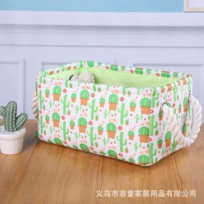 Creative Cotton and Linen Desktop Uncovered Storage Box Small Fresh Desk Stationery Storage Basket Fabric Sundries Basket