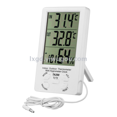 Ta298 Large Screen Indoor and Outdoor Electronic Wet Thermometer External Temperature Sensor High-Precision Hygrometer