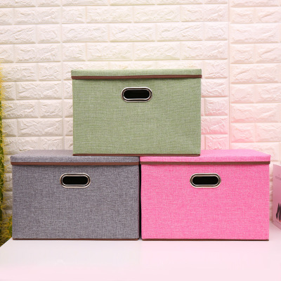 Home storage basket cotton and linen storage box clothing storage basket storage box lid storage box