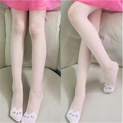 Summer ultra-thin children's pantyhose girls cute cartoon cat triangle stop silk stockings