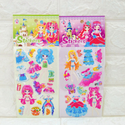 The Children 's express stickers cartoon change girls hot stamping stereo stickers bonus stickers diary diary decorative stickers