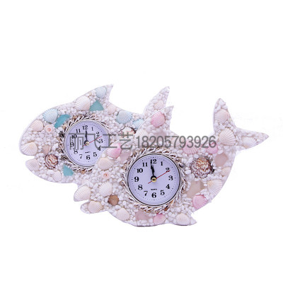 Natural Shell Conch Clock Fish-Shaped Mediterranean Style Decoration Girl Gift Home Accessories