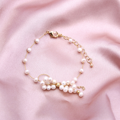 EVER FLORE Natural Freshwater Pearl Necklace Pearl Bracelet for Girlfriend to Give Mom Bow Pearl Bracelet