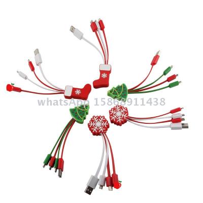 2020 New Christmas Gift Phone Charging Cable Creative Phone accessories four in one charging line