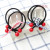 The New Two-in-One 4 Red Bead Tie Hair Lattice Striped Bow Rubber Band Stall 1 Yuan 2 Yuan Ornament