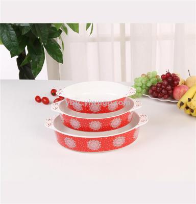 High Temperature Resistant Ceramic Ovenware Three-Piece Kitchen Storage Microwave Oven Dishwasher Suitable for Daily Household Crafts