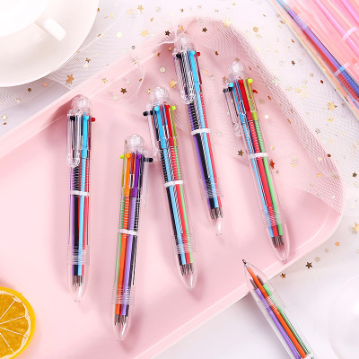 Cartoon Stationery Transparent 10 color Ballpoint Pen Press Ballpoint Pen Drawing Office Stationery Ballpoint Pen