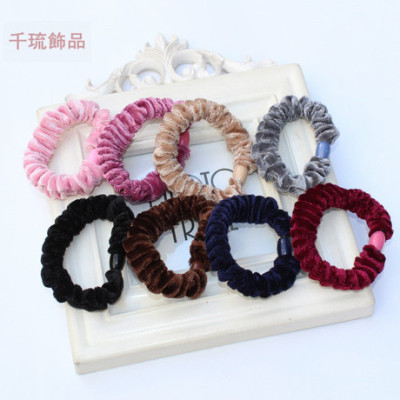 Korean Style Velvet Cloth Ring Pork Intestine Rubber Band High Elastic Fabric Thick Hair Rope Boutique Department Store Head Rope Wholesale