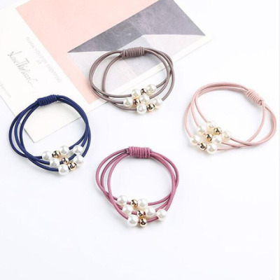 Three-in-One Knot Pearl Hair Lady Korean Version of the Nine Beads Rubber Band Hair Boutique 2 Yuan Ornament Batch