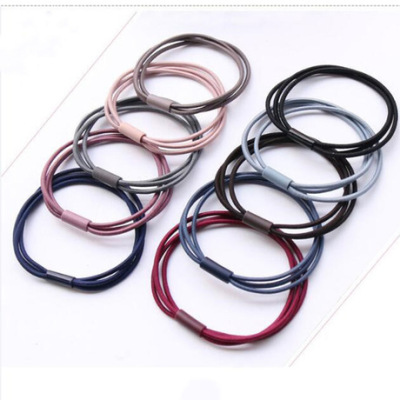Three-in-One Leather Tube Korean Style Hair Ring High Elasticity Matte Tube Rubber Headband Head Rope Small Gift Ornament Accessories Hair Ring Wholesale