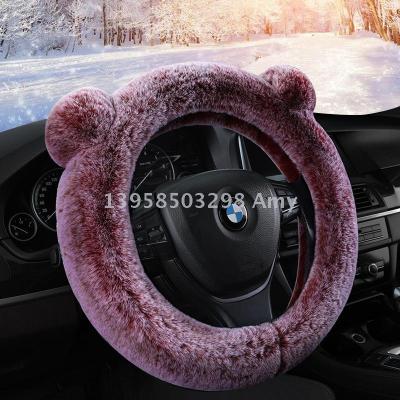 Winter rex rabbit plush fur warm and anti-skid car steering wheel cover automotive supplies