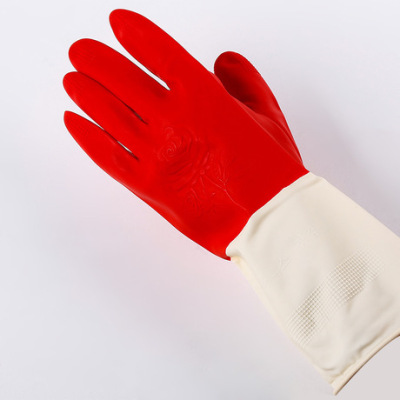 Two-color latex light household gloves acid and alkali resistant industrial latex gloves car washing gloves wholesale 50g